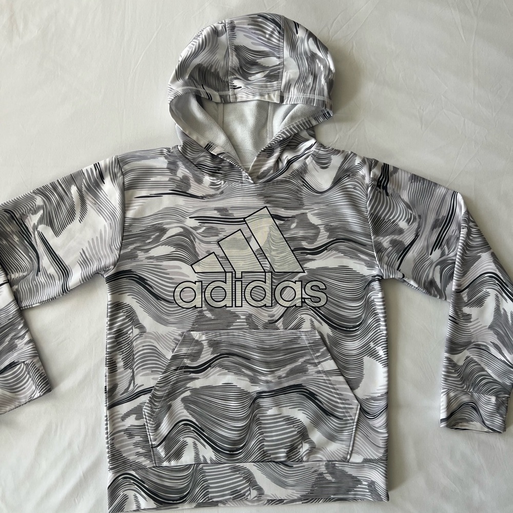 Youth size L Adidas Gray Patterned Hoodie